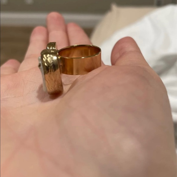 Handmade Aquamarine Ring, Adjustable Gold Plated Pearl Ring - Picture 2 of 2